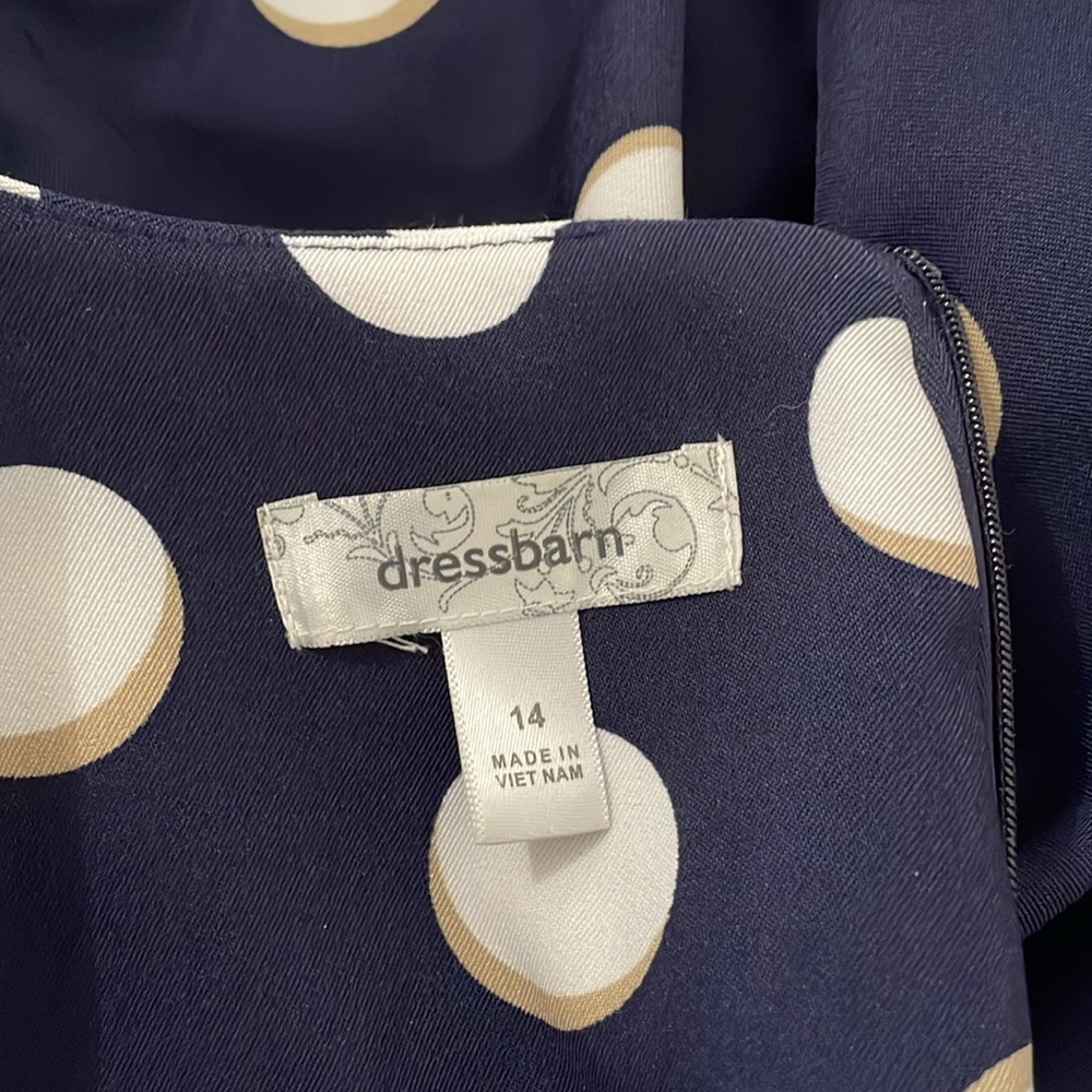 Dress Barn Polk A Dot Dress Navy White Sleeveless Dress Size 14 - Picture 6 of 9